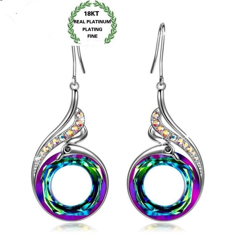 Amazing Phoenix Zircon White Gold 18 ct Drop Earrings