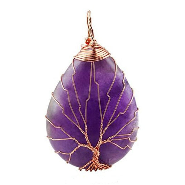 Natural Healing Amethyst Reiki Tree of Life Necklace