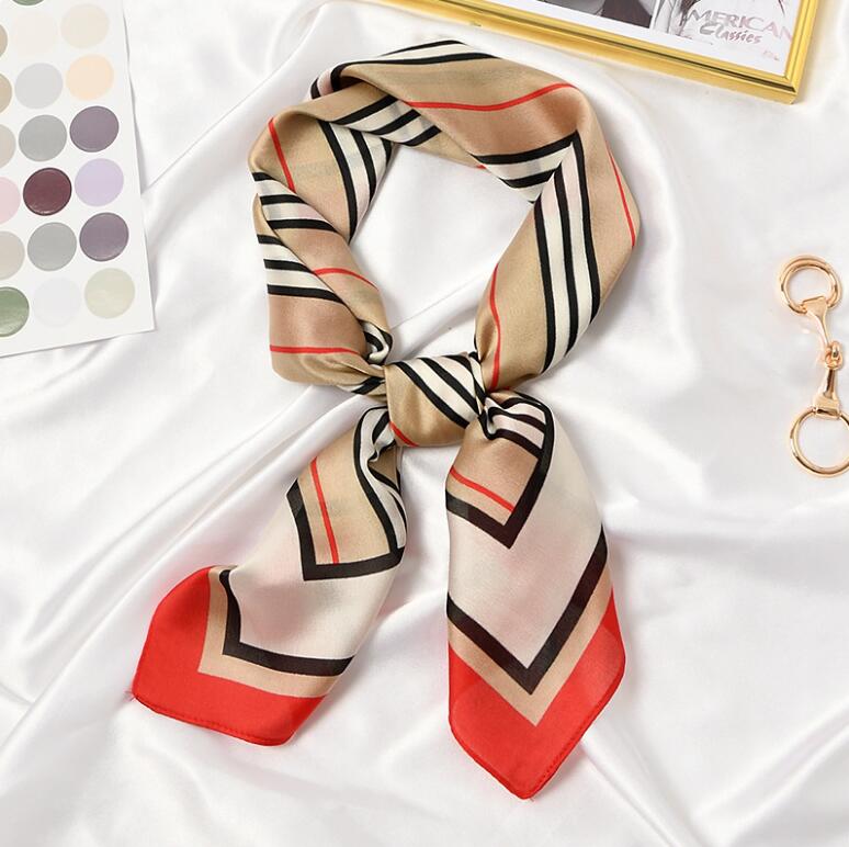 Elegant Stripes Printed Casual Satin Scarf