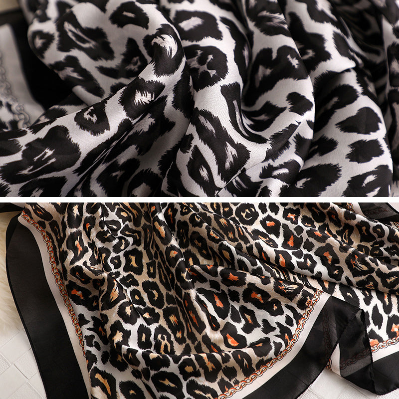 Silky Warm Leopard Print Shawl