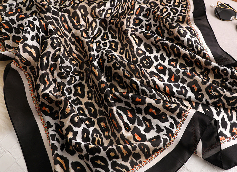 Silky Warm Leopard Print Shawl