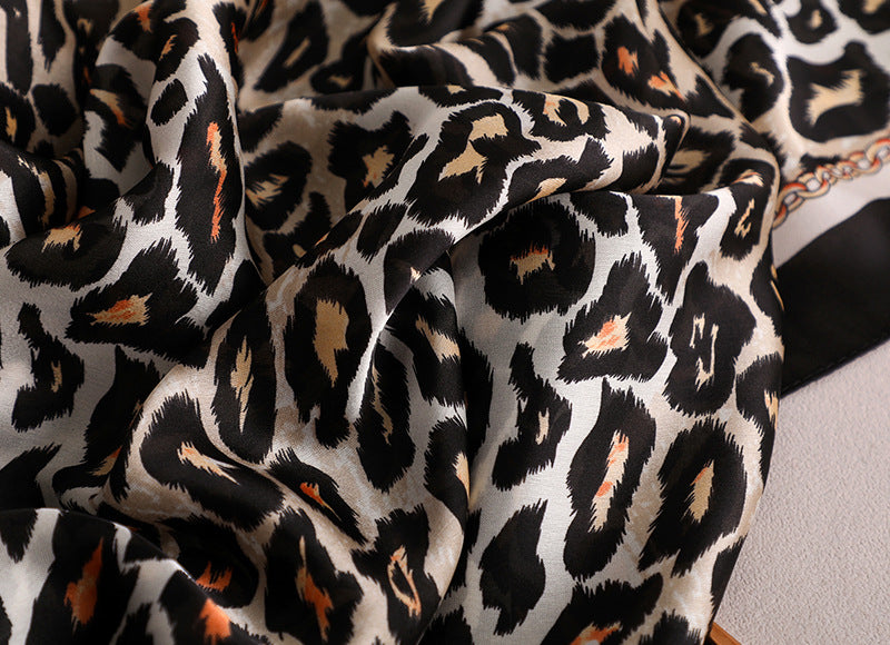 Silky Warm Leopard Print Shawl