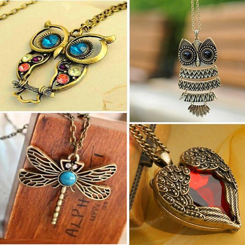 Owl , Dragonfly, Heart & Angel Wing Crystal Necklace