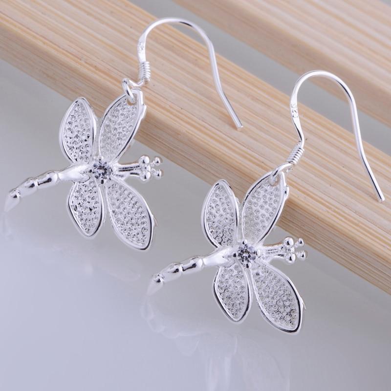 Dragonfly Hollow Shiny Silver Plated earrings