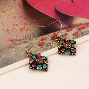 Geometric Colorful Shiny Rhinestone Drop Earrings