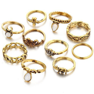 Trendy Fashion Rings 10 Piece Set