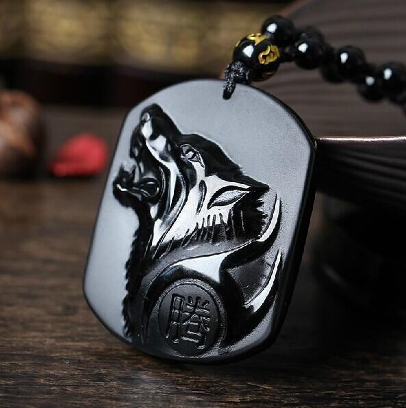 Black Wolf Obsidian Necklace