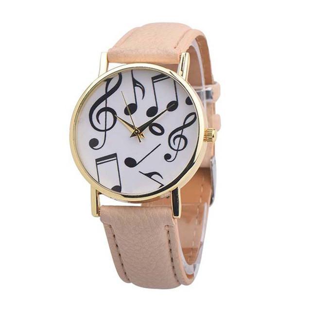 Musical Notes Leather Band Analog Quartz Watch