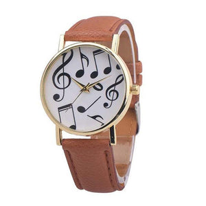 Musical Notes Leather Band Analog Quartz Watch