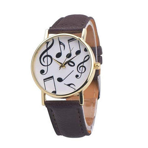 Musical Notes Leather Band Analog Quartz Watch