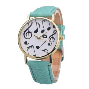 Musical Notes Leather Band Analog Quartz Watch