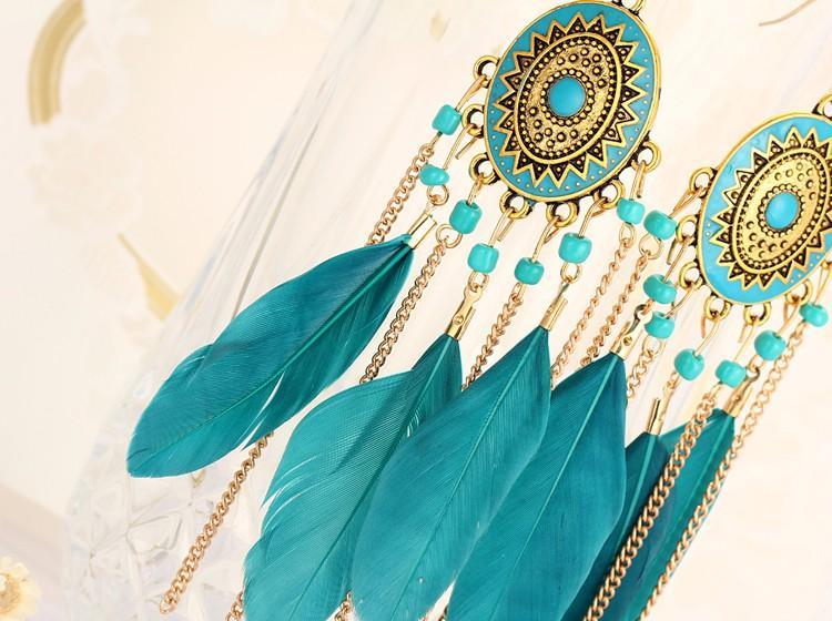 Dylan's Long Feather Drop Earrings Collection