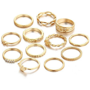 12 pc/set Charming  Gold & Silver Color Ring Set