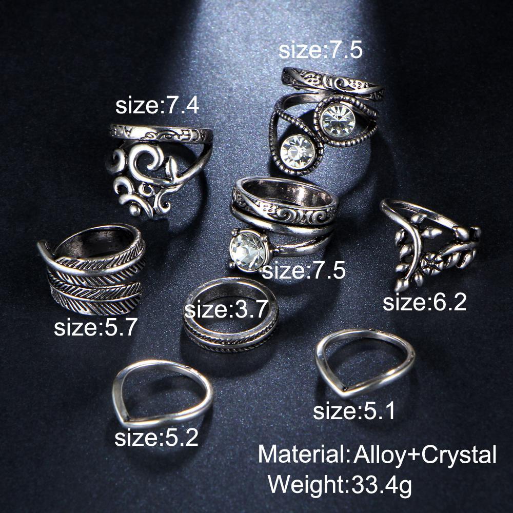 Trendy Fashion Rings 8 Piece Set