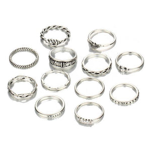 12 pc/set Charming  Gold & Silver Color Ring Set