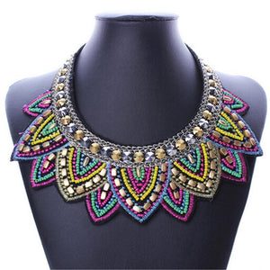 Large Colorful Tribal Choker Necklace