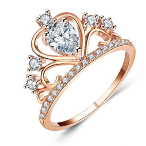 Future Queen Crystal Heart Crown Ring