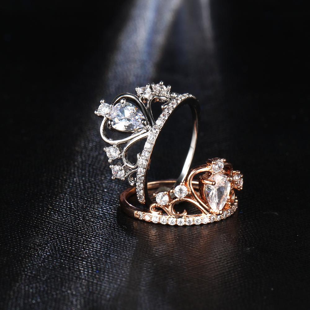 Future Queen Crystal Heart Crown Ring