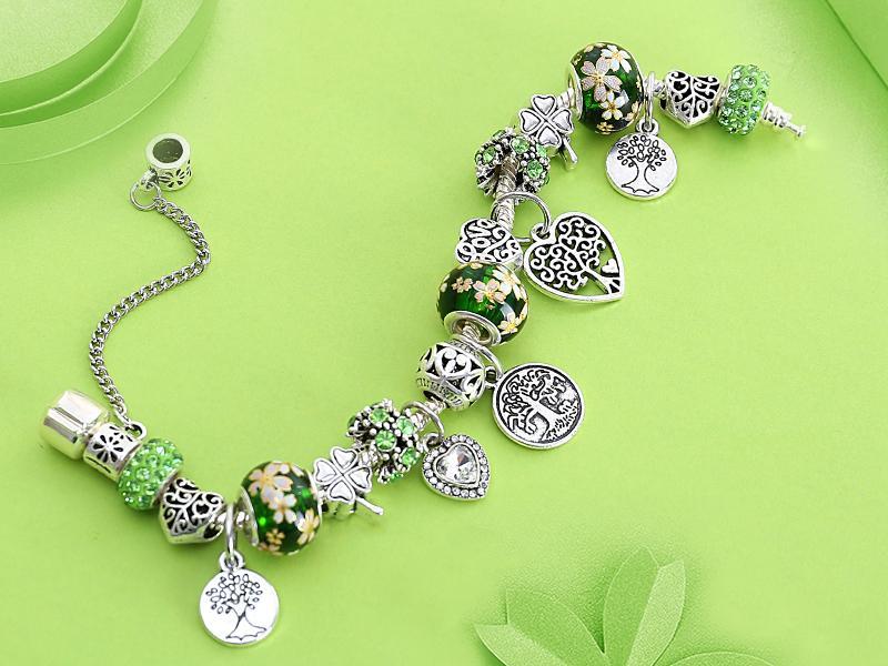 Green Tree of Life Charm Bracelet