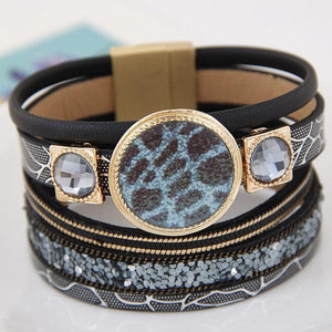 Magic Eye Leather Wrap Bracelet