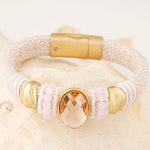 Oval Gem Leather Bracelet