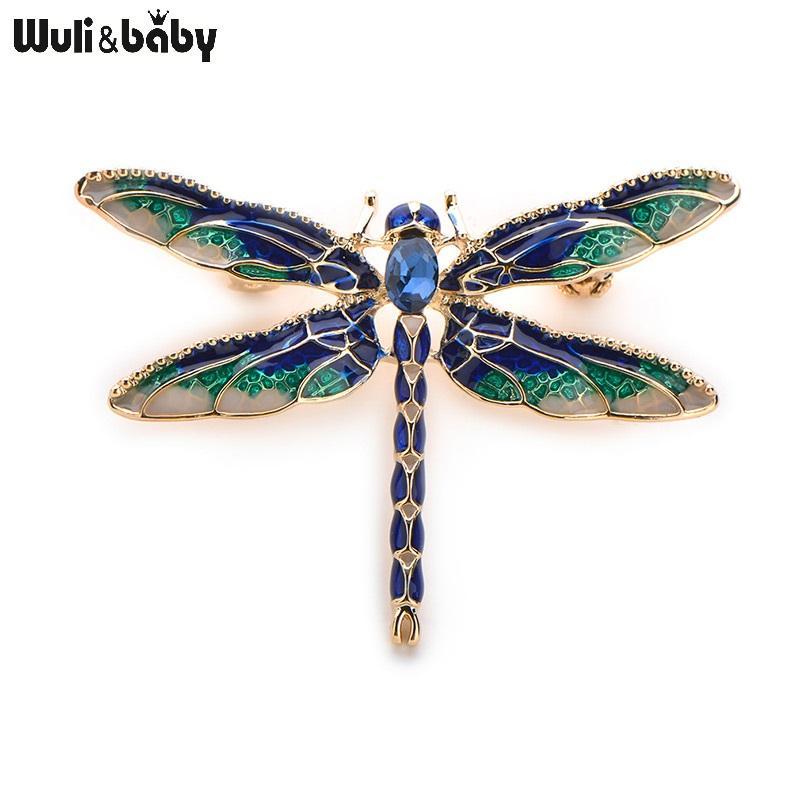 Green Purple Enamel Dragonfly  Brooch