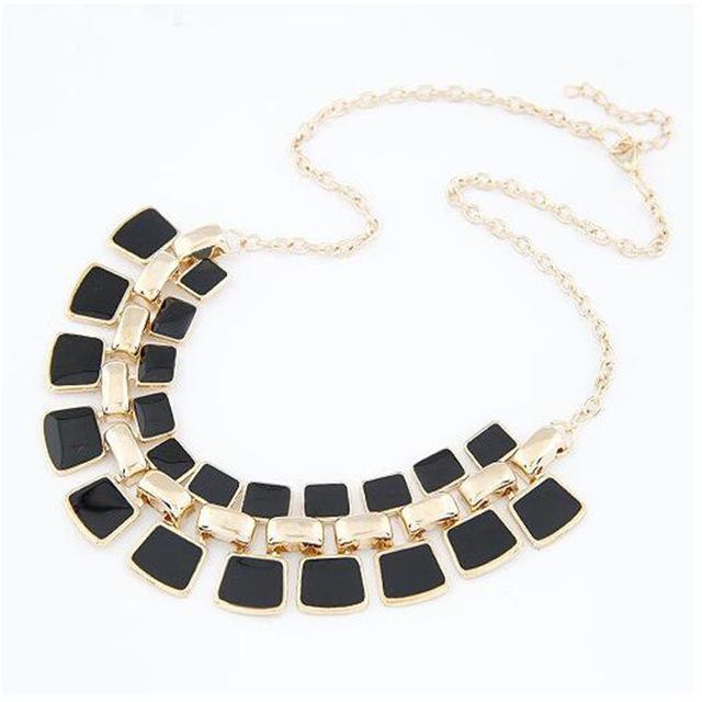 Long Plated Geometric Choker Necklace