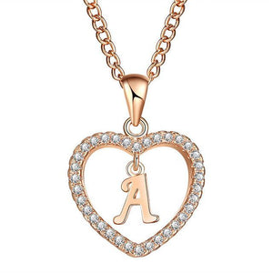 Golden Personalized  Love Heart Crystal Necklace