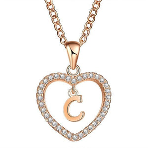 Golden Personalized  Love Heart Crystal Necklace