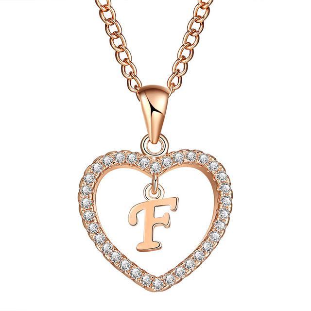 Golden Personalized  Love Heart Crystal Necklace