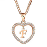 Golden Personalized  Love Heart Crystal Necklace