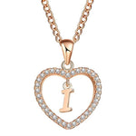 Golden Personalized  Love Heart Crystal Necklace