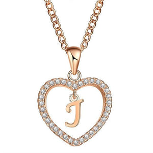 Golden Personalized  Love Heart Crystal Necklace