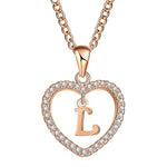 Golden Personalized  Love Heart Crystal Necklace