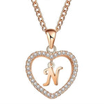 Golden Personalized  Love Heart Crystal Necklace