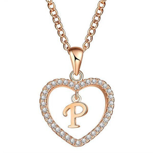 Golden Personalized  Love Heart Crystal Necklace