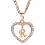 Golden Personalized  Love Heart Crystal Necklace