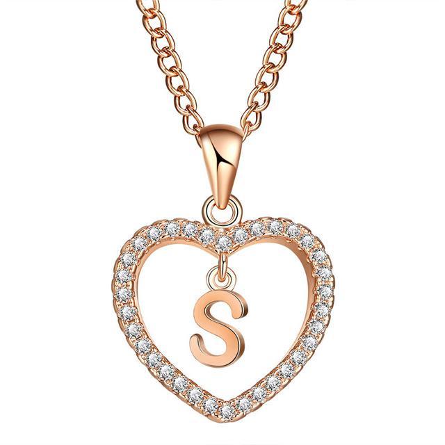 Golden Personalized  Love Heart Crystal Necklace