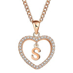 Golden Personalized  Love Heart Crystal Necklace