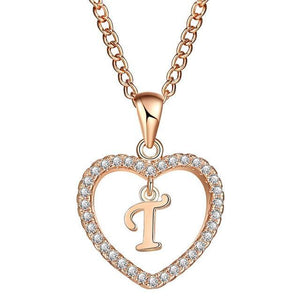 Golden Personalized  Love Heart Crystal Necklace