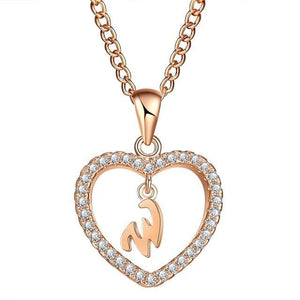 Golden Personalized  Love Heart Crystal Necklace