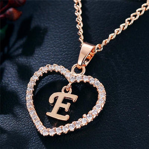 Golden Personalized  Love Heart Crystal Necklace