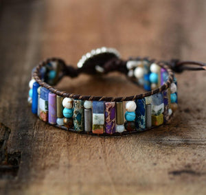 Natural Stone Boho Leather Bracelet