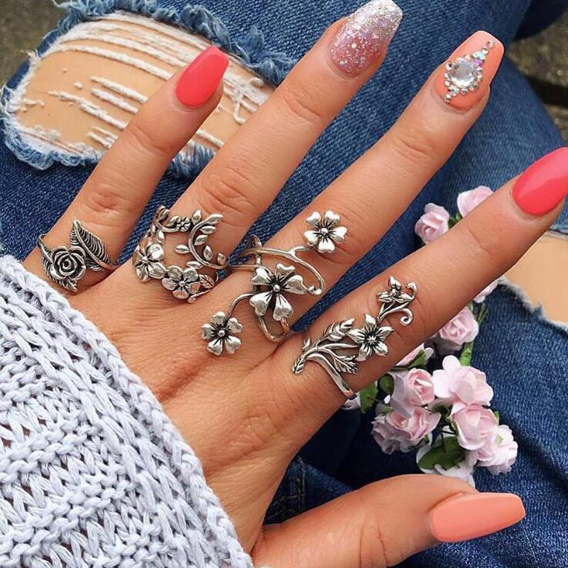 Gypsy Flower Rings Set