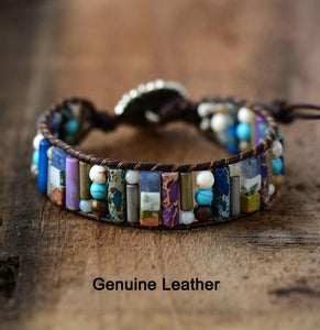 Natural Stone Boho Leather Bracelet