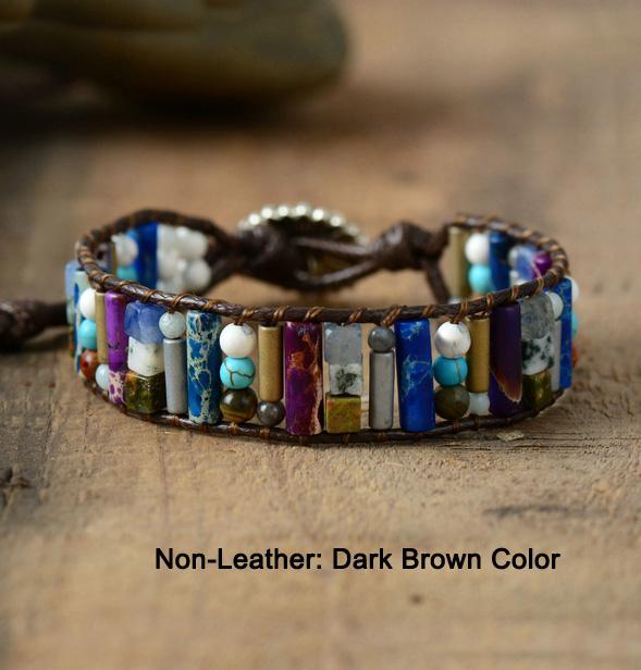 Natural Stone Boho Leather Bracelet