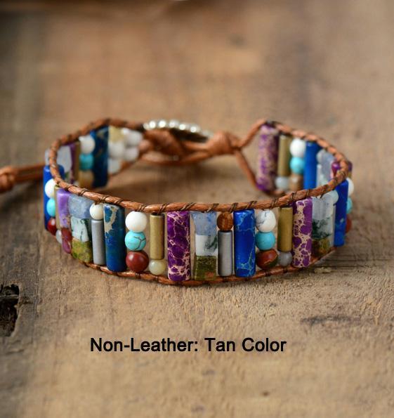 Natural Stone Boho Leather Bracelet