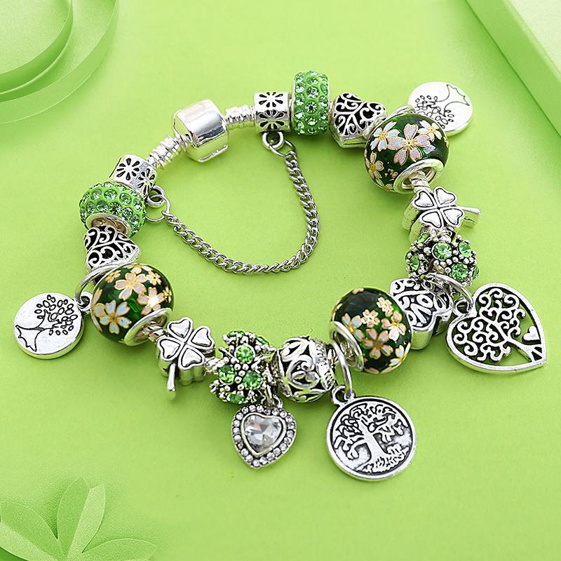 Green Tree of Life Charm Bracelet