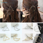 Trending  Triangle Circle Moon Hair Clips Metal Circle Hair