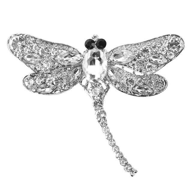 Large Crystal Dragonfly Brooch